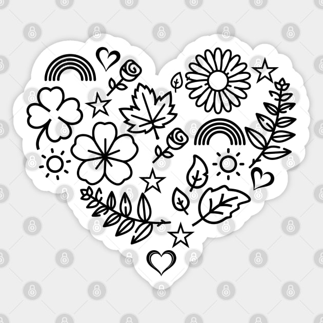 Heart Shaped Spring Flowers Sticker by Sublime Art